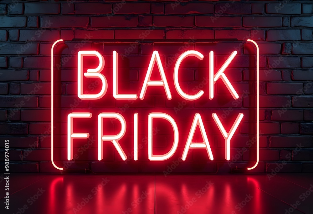 Obraz premium Black Friday neon sign on dark background. 