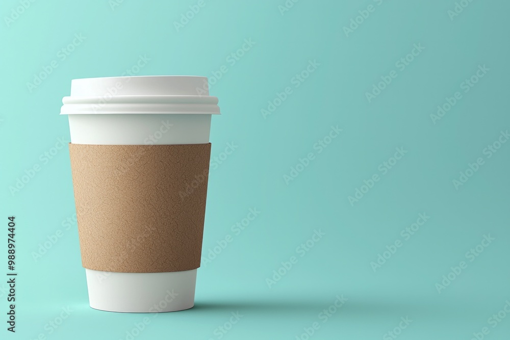 A mockup of a coffee cup with a blank sleeve on a clean background A mockup of a coffee cup with a blank sleeve on a clean background