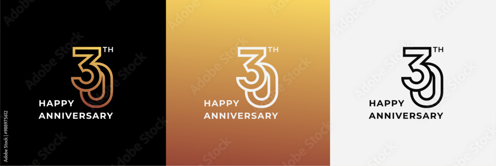 Logo 30th, 30 years anniversary, Creative design template for celebration, birthday, greeting and invitation. Editable file Logo 30th, 30 years anniversary, Creative design template for celebration, birthday, greeting and invitation. Editable file