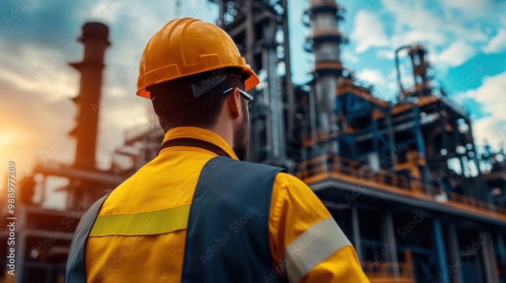 Industrial Worker Observing Factory Operations Industrial Worker Observing Factory Operations