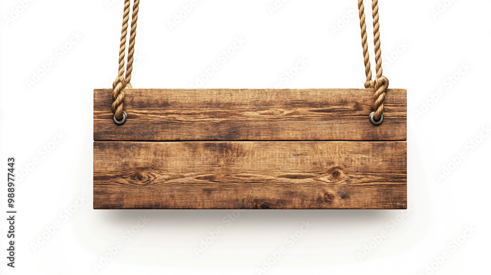 A Wooden hanging sign Mockup isolated on white background A Wooden hanging sign Mockup isolated on white background