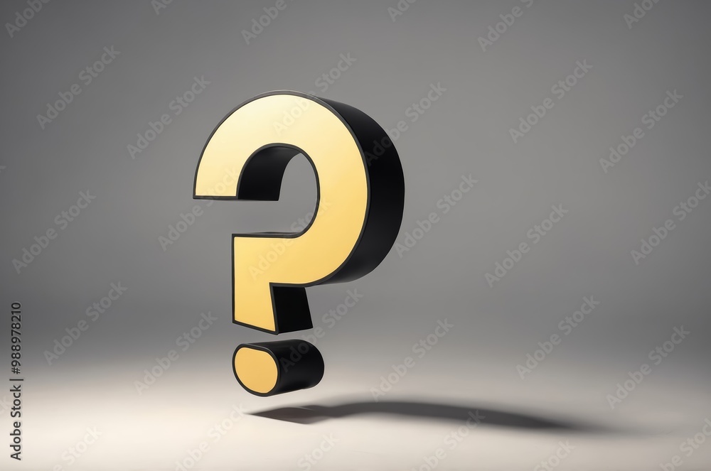 3d render of golden question mark on grey background 3d render of golden question mark on grey background