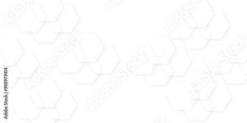 Abstract white hexagon concept background. Seamless pattern with hexagon. Hexagonal white hexagons honeycomb wallpaper. Abstract white lines background