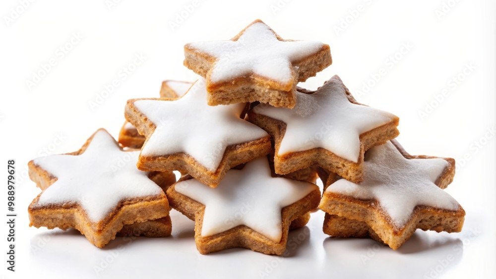 A stack of zimtsterne cookies isolated on white background A stack of zimtsterne cookies isolated on white background