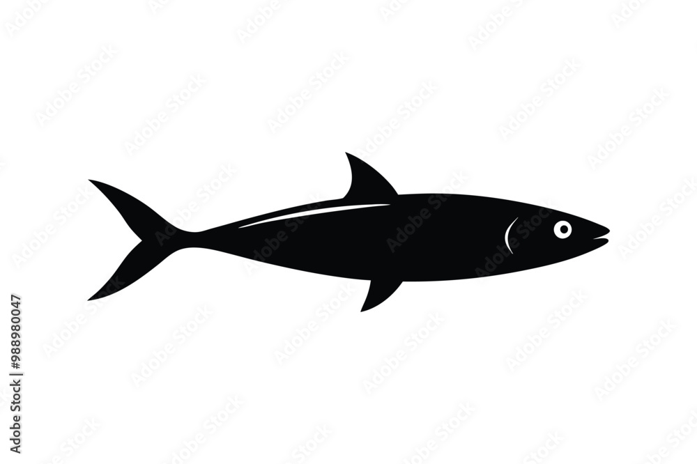 sardine silhouette vector style with white background sardine silhouette vector style with white background
