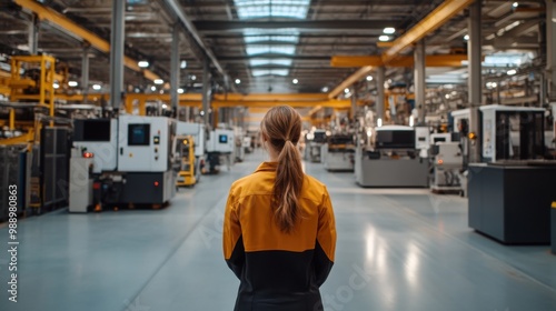 Worker in Manufacturing Facility with Modern Machinery photo