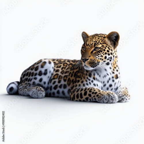 Majestic Leopard Resting on Smooth Surface