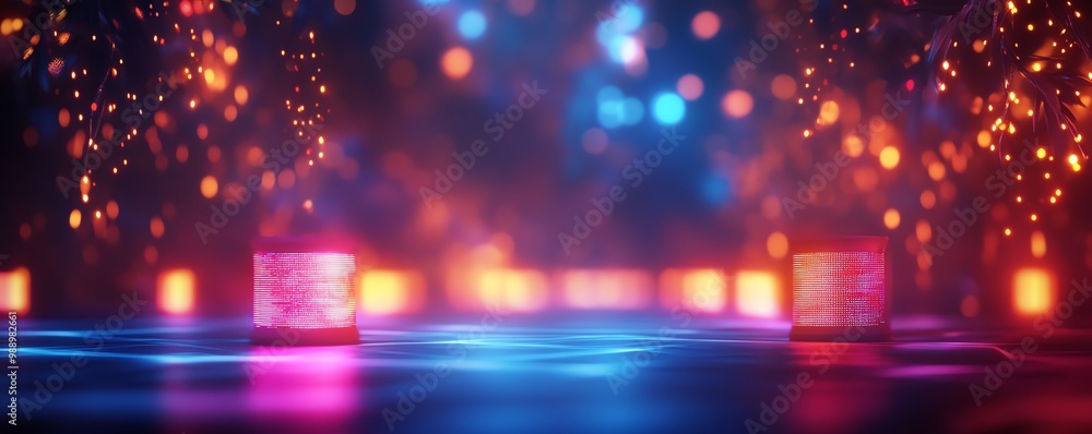 Colorful abstract background with glowing lights and reflections. Colorful abstract background with glowing lights and reflections.