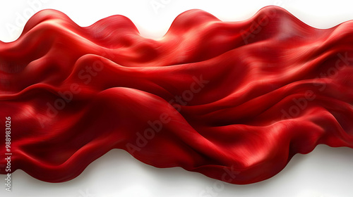 Red Fabric Draped in Waves, Abstract Smooth Textile Surface