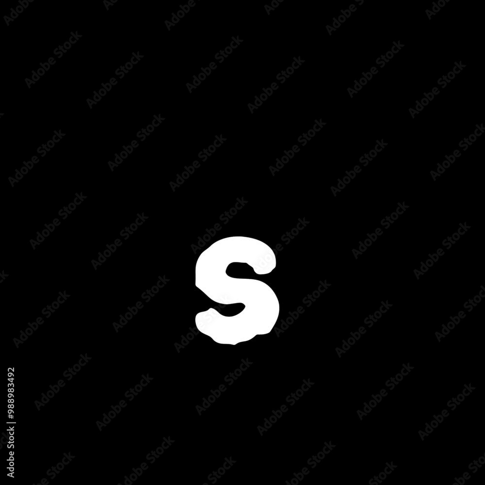 Animated White letter S on black background. Animated White letter S on black background.