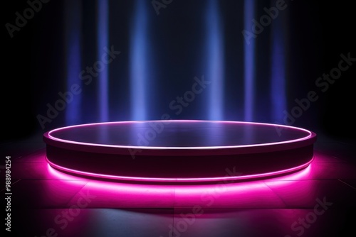 Neon background light lighting circle.