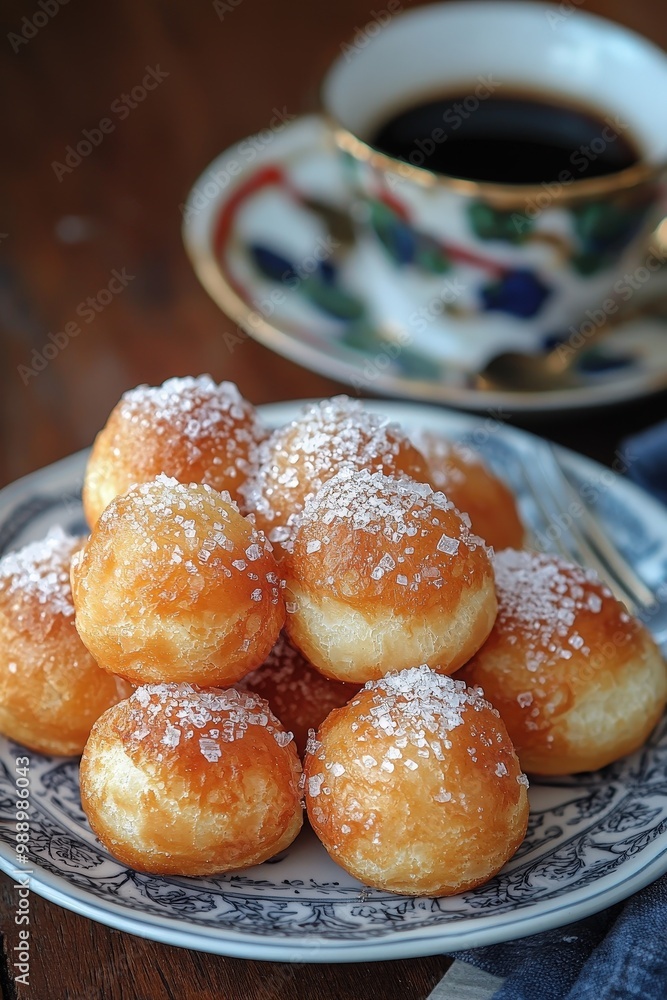 Chouquette: Small, airy puffs of dough topped with sugar crystals, often served with coffee. Chouquette: Small, airy puffs of dough topped with sugar crystals, often served with coffee.