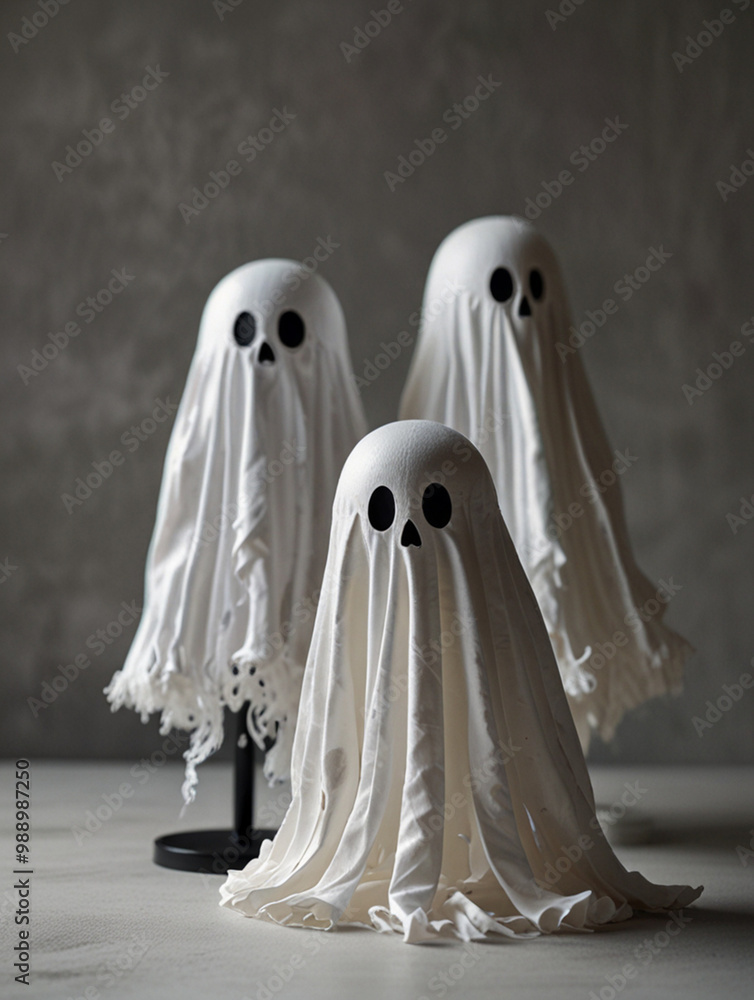 Halloween decoration, miniature ghosts on the table, DIY project Halloween decoration, miniature ghosts on the table, DIY project