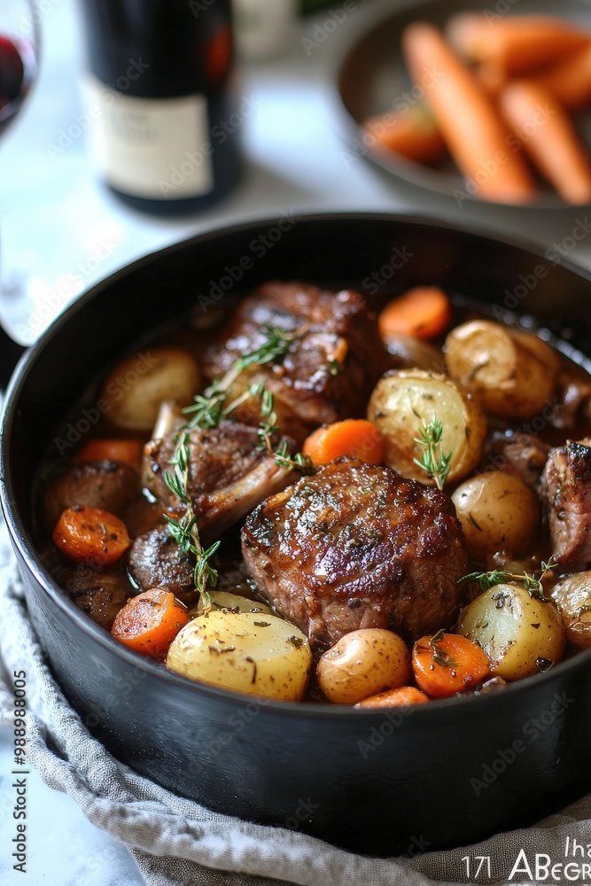Navarin d'Agneau: A spring lamb stew with vegetables like potatoes, carrots, and turnips. Navarin d'Agneau: A spring lamb stew with vegetables like potatoes, carrots, and turnips.