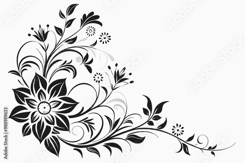 Floral border vector silhouette