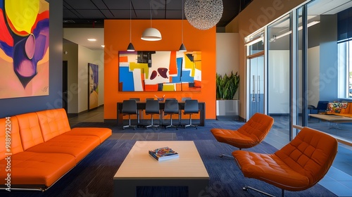  A custom-designed office that reflects the company’s unique culture: branded colors, logos, and inspirational artwork displayed prominently throughout. Personalized decor and design elements seamless