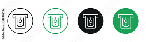 ATM cash line icon set