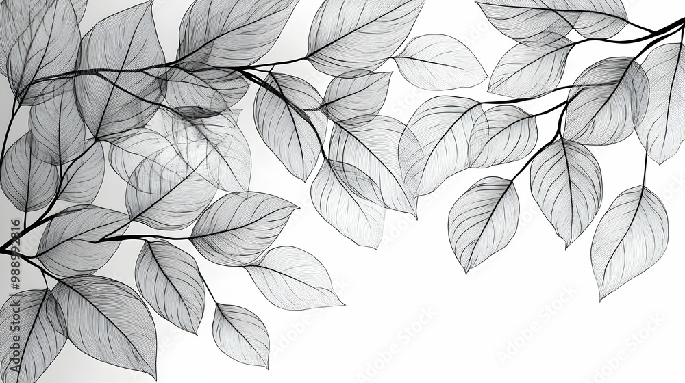 Skeleton Leaves on White Background - Minimalist Nature Design Skeleton Leaves on White Background - Minimalist Nature Design