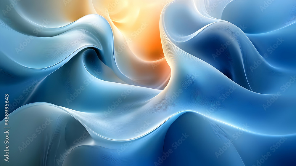 Fototapeta premium Abstract Blue and Orange Wavy Lines - 3D Motion Graphics