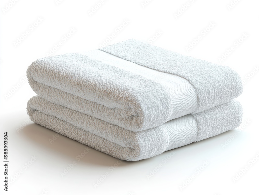 Two folded white towels on white isolate background. Two folded white towels on white isolate background.