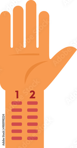Patient showing hand with allergens for allergy skin test, healthcare and medical service concept