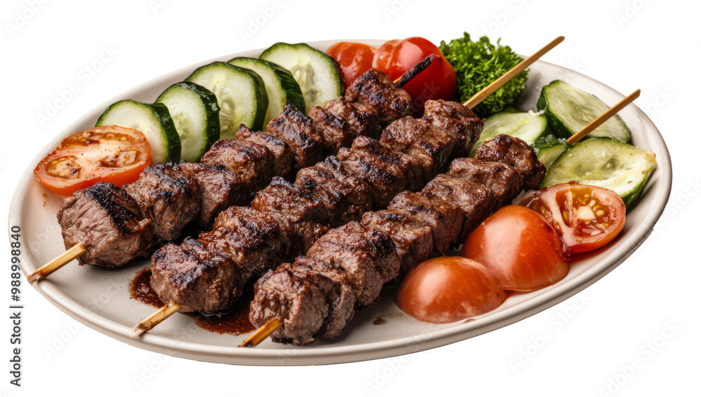 Churrasco on plate isolated on white background Churrasco on plate isolated on white background