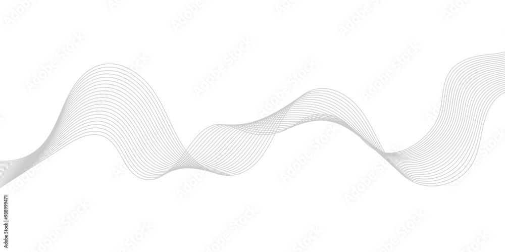 Gray wave curve lines abstract background with flowing particles. Digital energy waves technology concept. Modern backdrop design for business, presentation, banner.