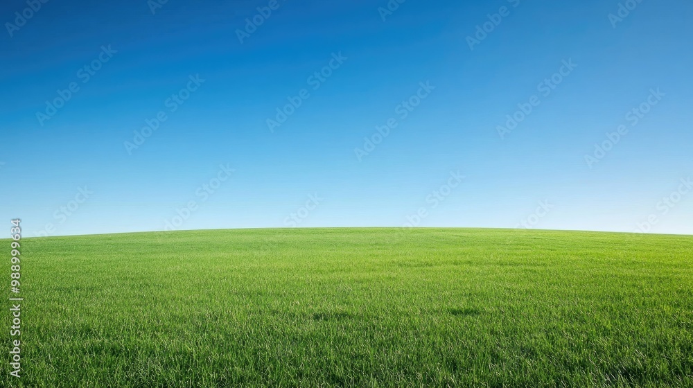 A wide, empty field with short grass, under a bright blue sky, providing room for copy A wide, empty field with short grass, under a bright blue sky, providing room for copy