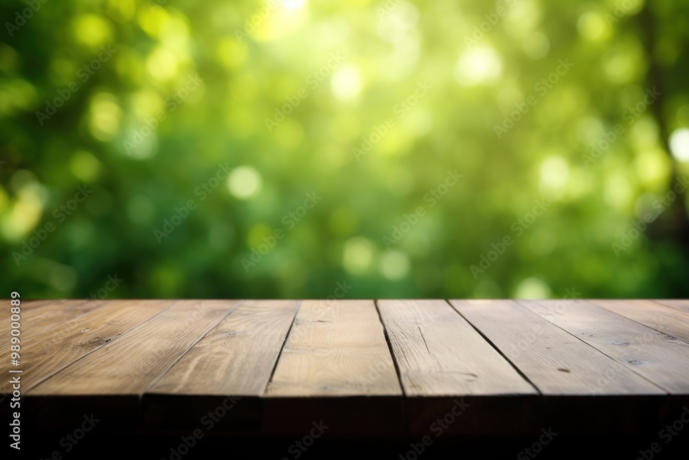 Wooden table with blur light green nature background backgrounds outdoors architecture. Wooden table with blur light green nature background backgrounds outdoors architecture.