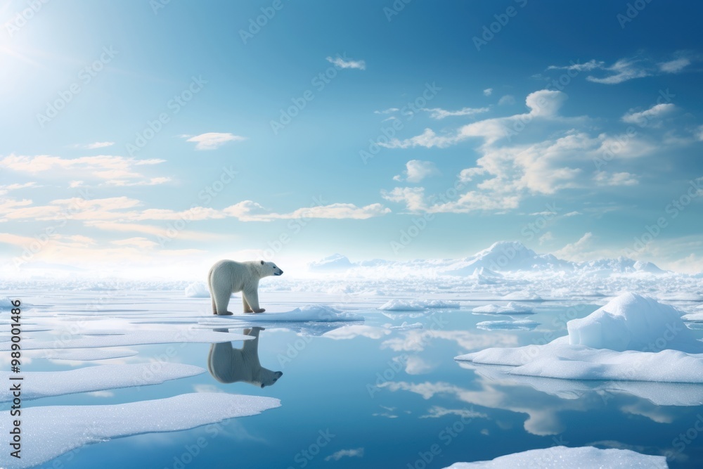 Fototapeta premium Ice plate bear landscape wildlife.