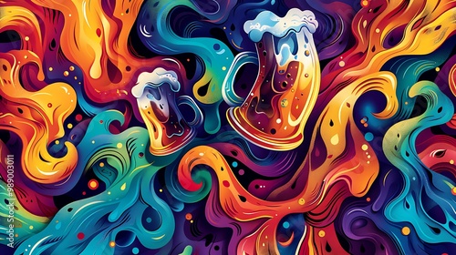 Colorful Beer Waves Abstract Background