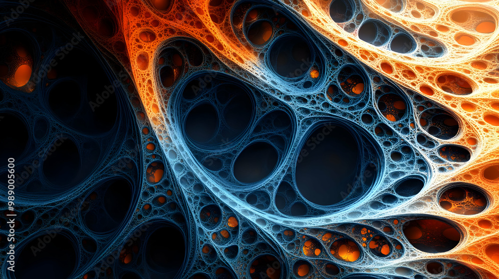 Abstract Fractal Pattern in Blue and Orange Hues Abstract Fractal Pattern in Blue and Orange Hues