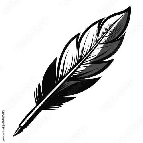 Majestic feather vector silhouette