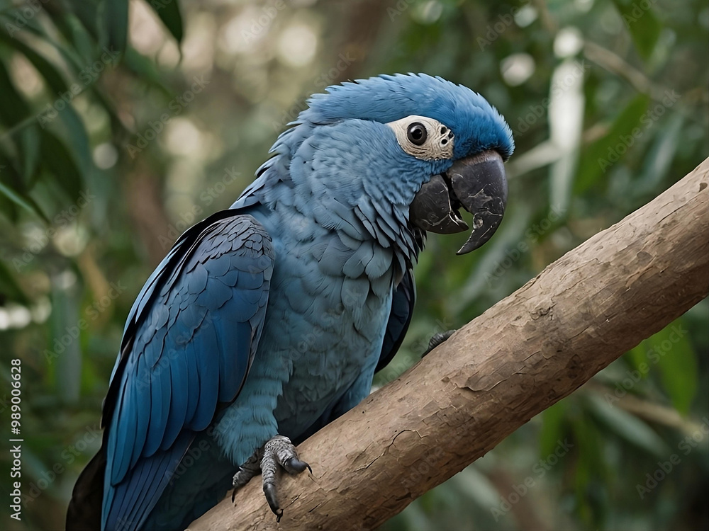 Obraz premium Spix’s Macaw (Cyanopsitta spixii) – A critically endangered blue parrot from Brazil.