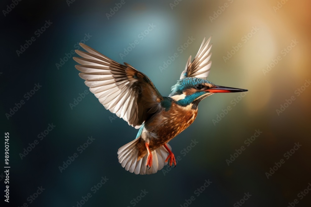 Fototapeta premium Kingfisher flying animal bird beak.