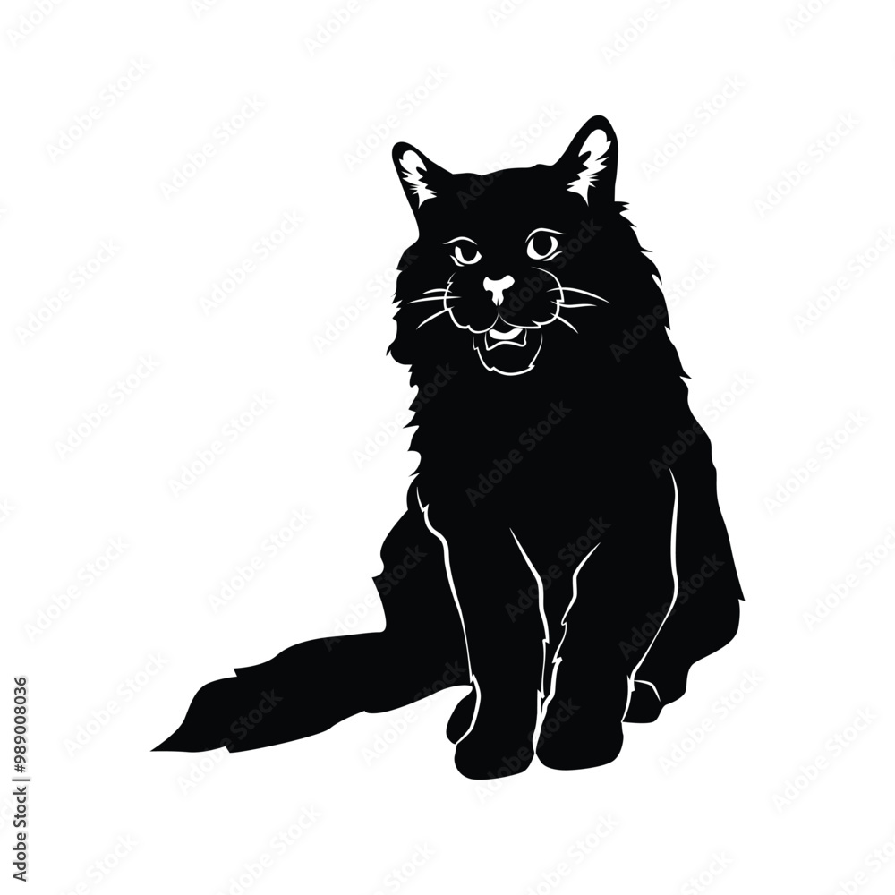 Animal cat silhouette black and white isolated Animal cat silhouette black and white isolated