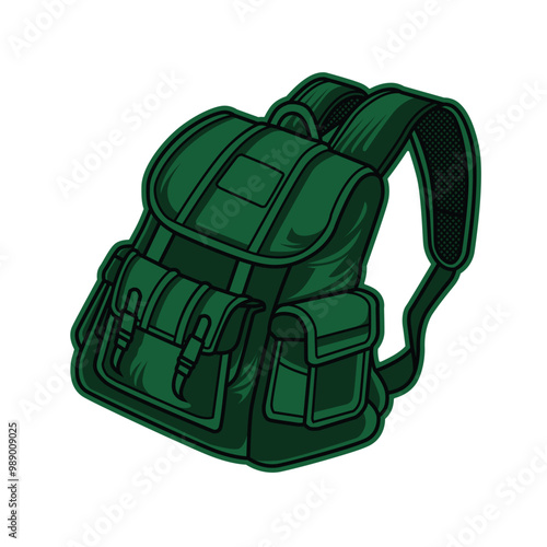 Vector illustration of adventurer bag, mountain bag, expedition bag - Back to nature