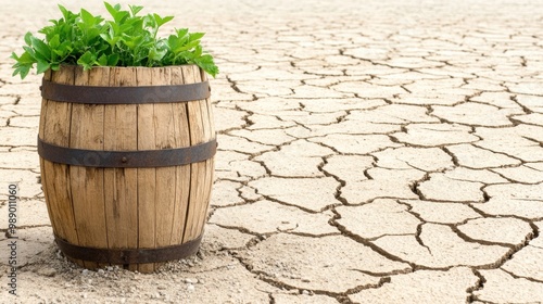 Cracked Dry Soil Ground with Deteriorating Texture and Pattern Due to Drought and Arid Climate photo