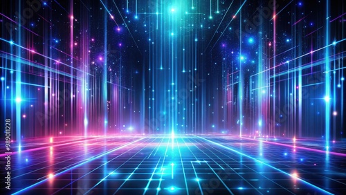 Wallpaper Mural Abstract digital lines with glowing light effects on background Torontodigital.ca