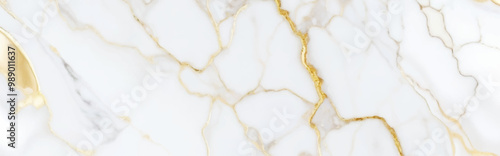 Luxurious white Carrara statuaries marble texture background. Calacatta glossy marble with golden streaks. Luxury White Gold Marble texture background vector. Panoramic Marbling texture design.