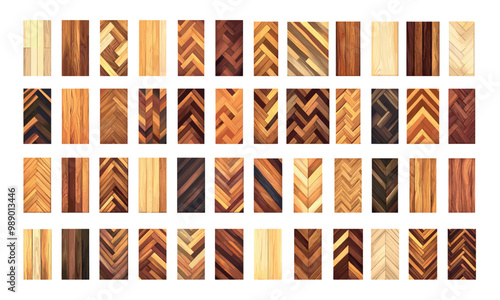 Herringbone laminate cartoon vector set. Parquet squares frames floor oak willow beech hardwood natural timber decorative interior wooden covers building construction material isolated elements