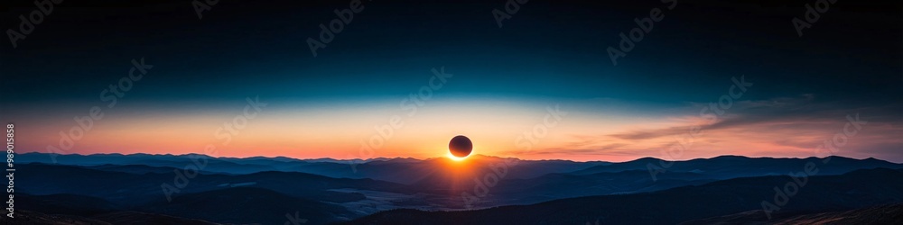 sunset over mountains with eclipse sunset over mountains with eclipse