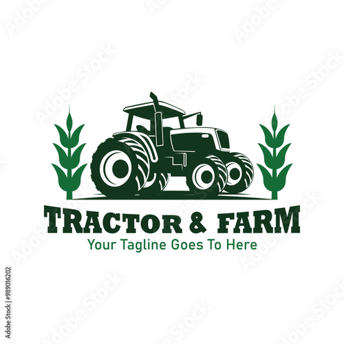 Farm tractor logo design. tractor logo for farming. farm tractor logo design template