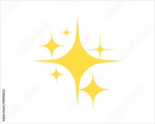 Sparkling star icons set. Set of yellow sparkle star icons. Rating star. Bright vector stars. Flash, shine sparkle icon, glare, light, blink star. Modern simple golden stars collection. 