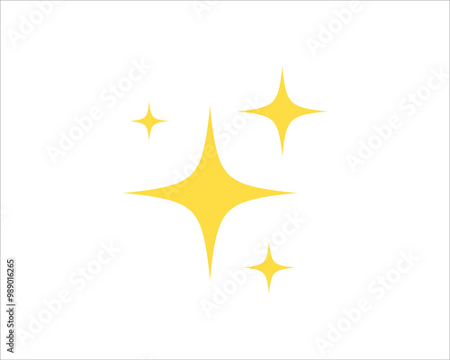 Sparkling star icons set. Set of yellow sparkle star icons. Rating star. Bright vector stars. Flash, shine sparkle icon, glare, light, blink star. Modern simple golden stars collection. 
