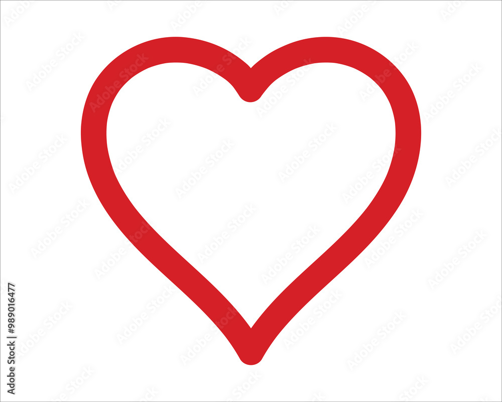 Love Heart icon. Hearts in red outline with different shapes Love Heart icon. Hearts in red outline with different shapes