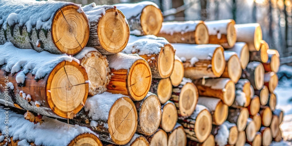 Close up of stack of chopped birch and pine firewood log ends, perfect for a cozy winter background Close up of stack of chopped birch and pine firewood log ends, perfect for a cozy winter background