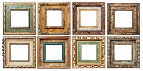 Collection of vintage distressed frame borders for artistic projects