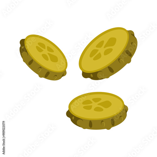 Pickled cucumber slice vector illustration isolated on a white background.