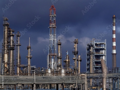 Wallpaper Mural oil refinery at night Torontodigital.ca